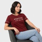 Women's Maroon Round Neck Regular T-Shirt, मरून, small
