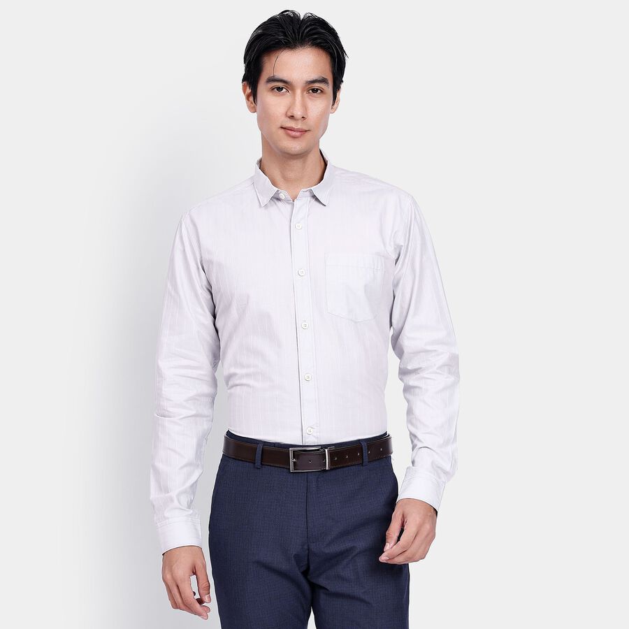 Men's 100% Cotton Casual Shirt, Light Grey, large image number null