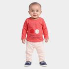 Infants Pink and Cream Cotton Round Neck Hipster Set, गुलाबी, small