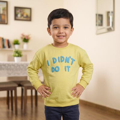Boys' Yellow Crew Neck Pullover Sweatshirt