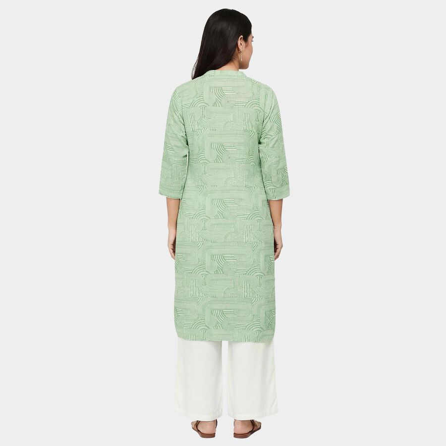 Women's Mint Notch Neck Floral Printed Kurta, Light Green, large