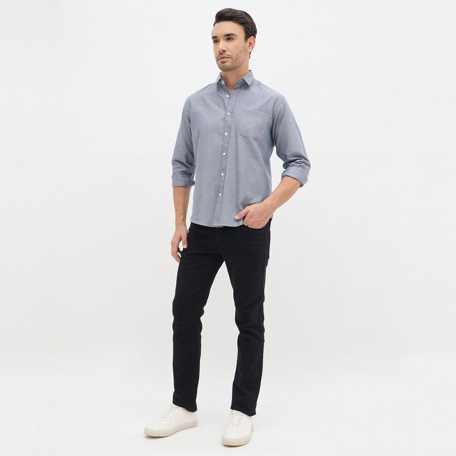 Men's Deep Midnight Navy Blue Spread Collar Casual Shirt, नेवी ब्लू, large image number null