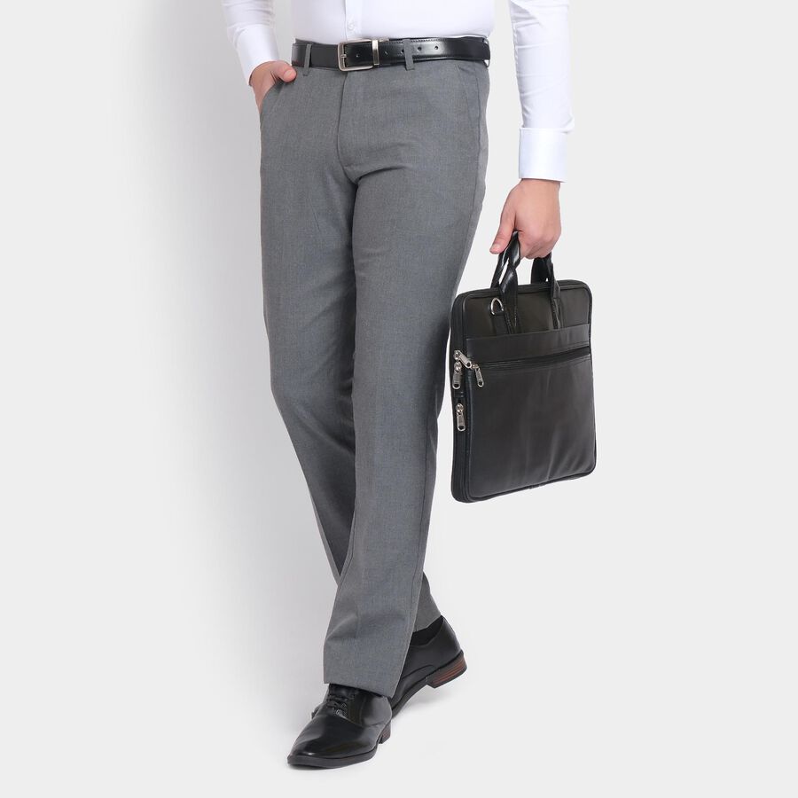 Men's Slim Fit Formal Trousers, Light Grey, large image number null