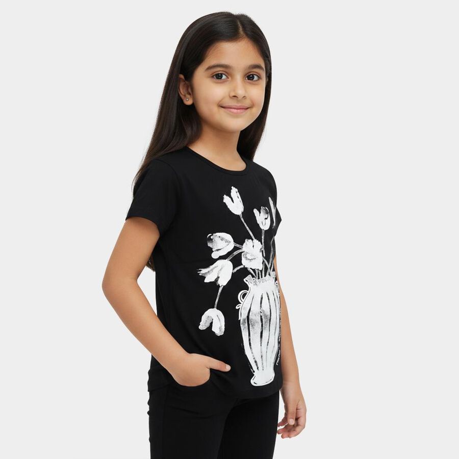 Girls' T-Shirt, काला, large image number null