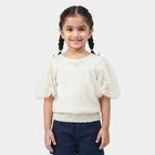 Girls White Round Neck Regular T-Shirt, सफ़ेद, small