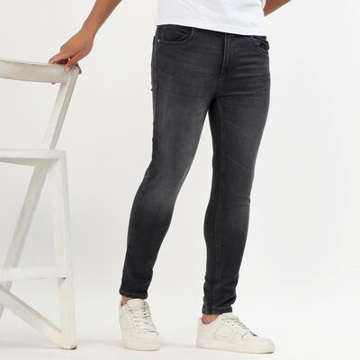 Men's Charcoal Black Skinny Fit Five-Pocket Jeans