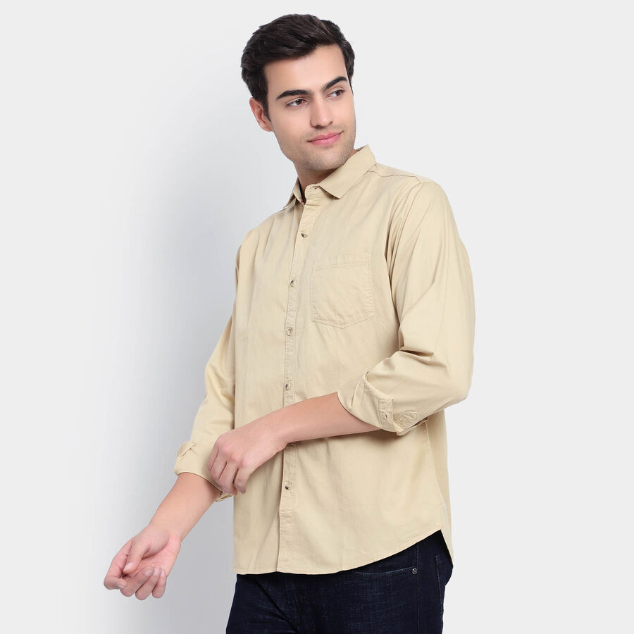 Cotton Solid Casual Shirt, Beige, large image number null