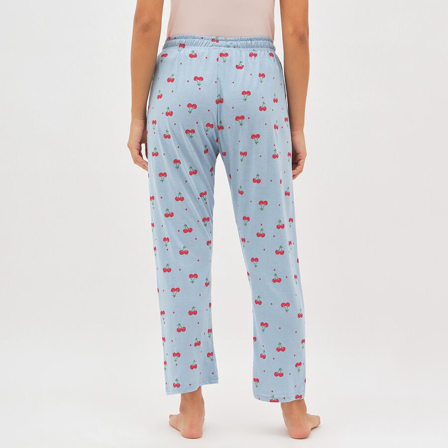 Women's Light Blue Cherry Printed Elastic Waist Pyjama, Light Blue, large image number null