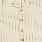Infants' Beige 100% Cotton Camp Collar Striped Baba Suit, Beige, small