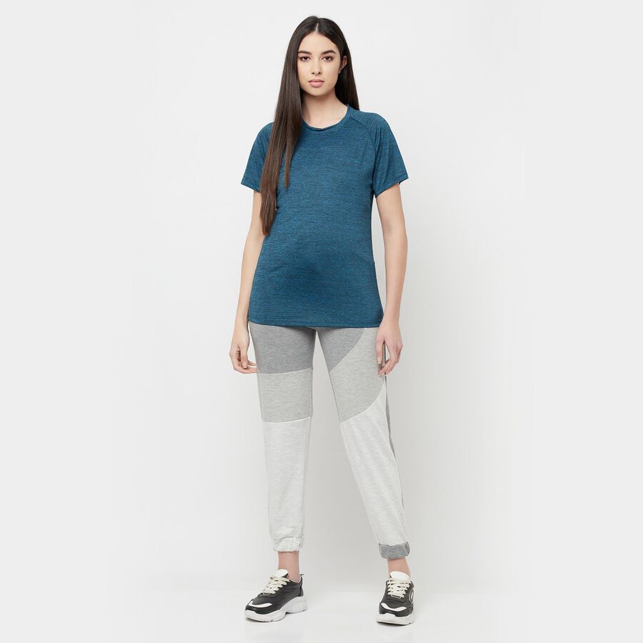 Cut N Sew Round Neck T-Shirt, Teal Blue, large image number null