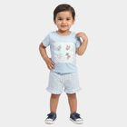 Infants Light Blue Cotton Crew Neck Short Set Upper and Bottom Set, Light Blue, small