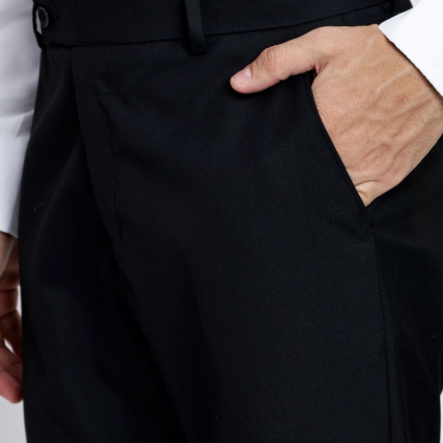 Men's Slim Fit Formal Trousers, Black, large image number null