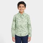 Boys' Mint Green Cotton Long Sleeves Collar Shirt, Light Green, small