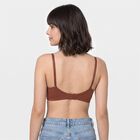 Women's Brown Cotton Blend Regular T-Shirt Bra, Brown, small