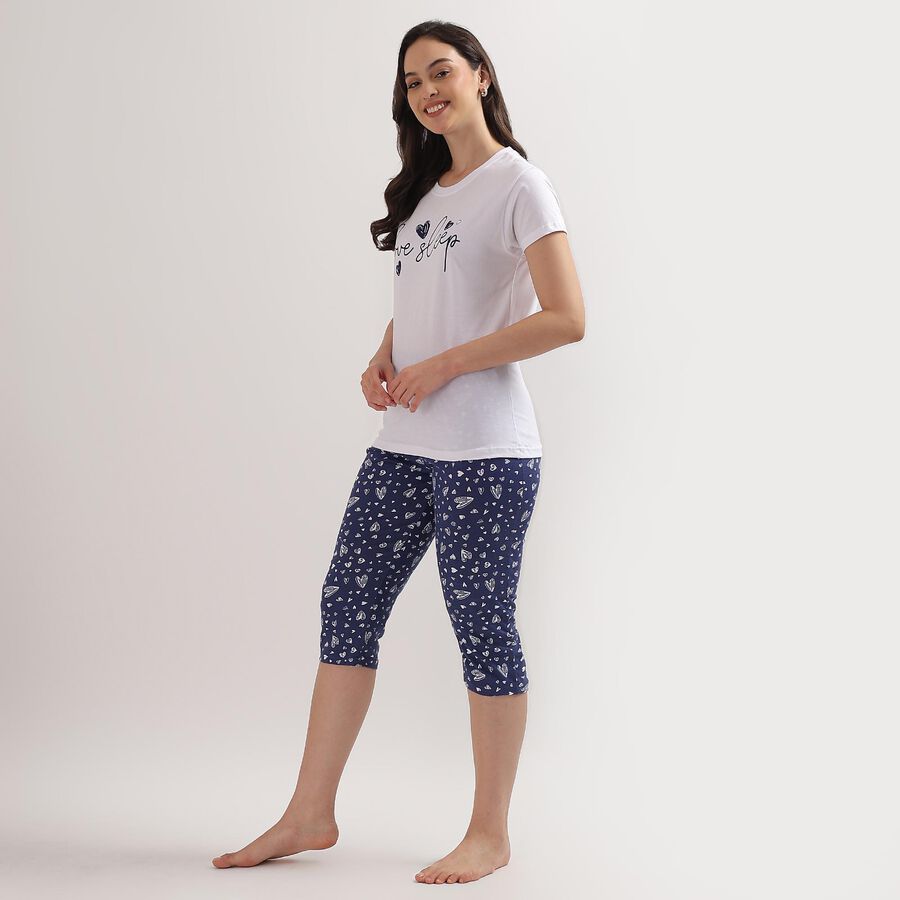 Ladies' 100% Cotton Night Suit, नेवी ब्लू, large image number null