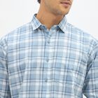 Men's Light Powder Blue Cotton Spread Collar Casual Shirt, Light Blue, small