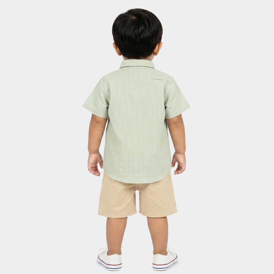 Infants' Beige Cotton Collar Baba Suit, गहरा पीला, large