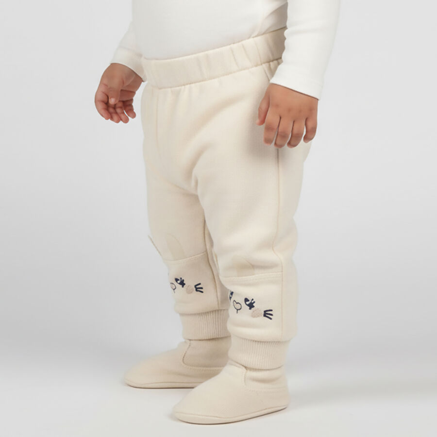 Infants Soft Cream Embroidered Cotton Blend Pyjama, Beige, large image number null