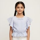 Girls Light Powder Blue Round Neck Casual T-Shirt, Light Blue, small image number null