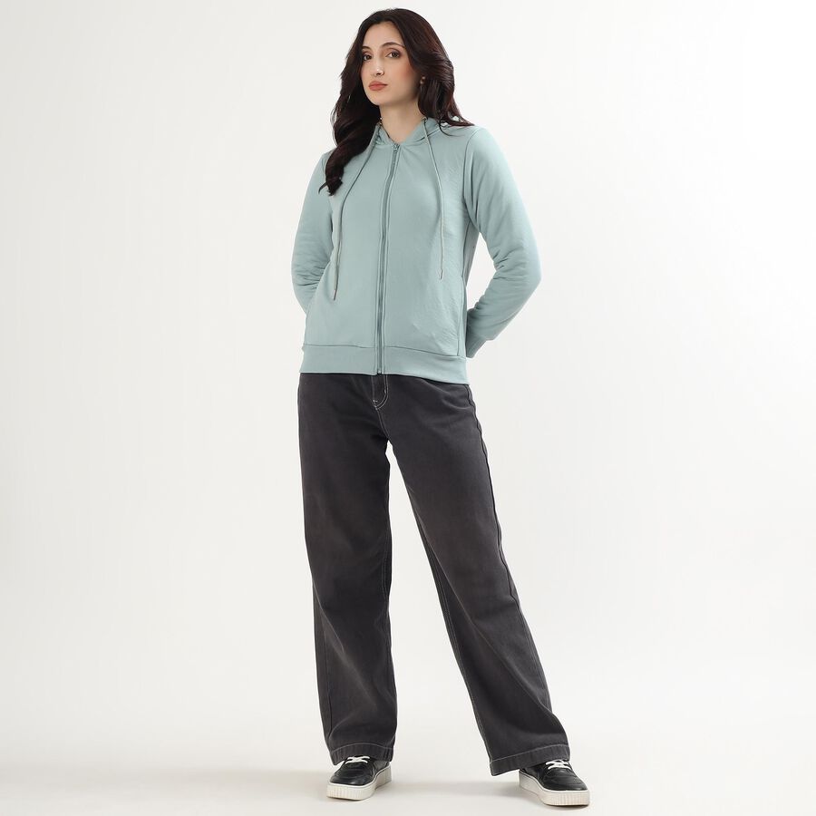 Women's Light Sage Green Hooded Casual Sweatshirt, हल्का हरा, large image number null