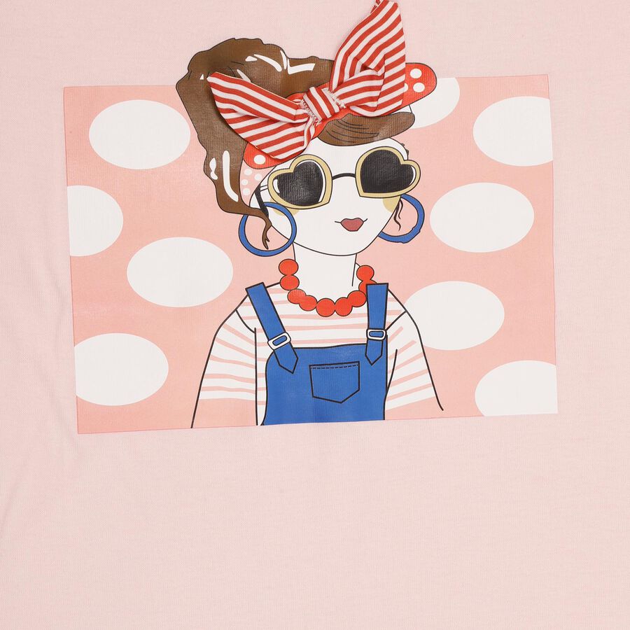 Girls' 100% Cotton T-Shirt, Light Pink, large