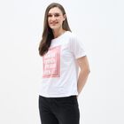 Women's White Round Neck Casual T-Shirt, सफ़ेद, small