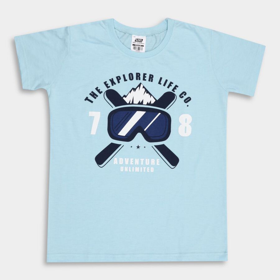 Boys' Half Sleeves T-Shirt, Light Blue, large image number null