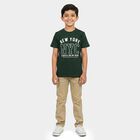 Boys Green Round Neck Casual Boys T-Shirt, गहरा हरा, small
