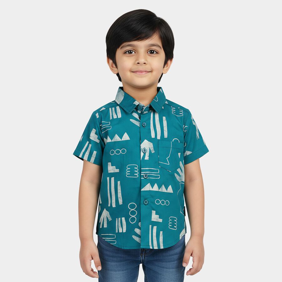 Boys' Casual Shirt, मध्यम नीला, large