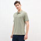 Men's Light Sage Green Polo Collar Casual T-Shirt, हल्का हरा, small