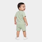 Infants' Mint Green 100% Cotton Crew Neck Graphic Print Baba Suit, हल्का हरा, small