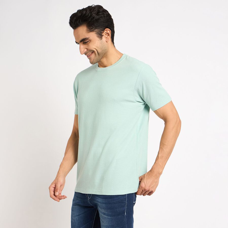 Men's Round Neck Half Sleeves T-Shirt , Aqua, large image number null