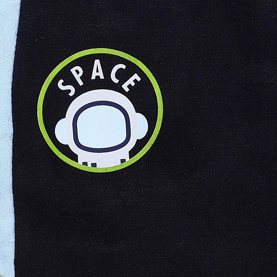 Boys' Navy Blue Space Print Elastic Waist Pyjama, नेवी ब्लू, large image number null