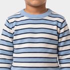 Boys' Light Blue Crew Neck Striped Pullover, Light Blue, small