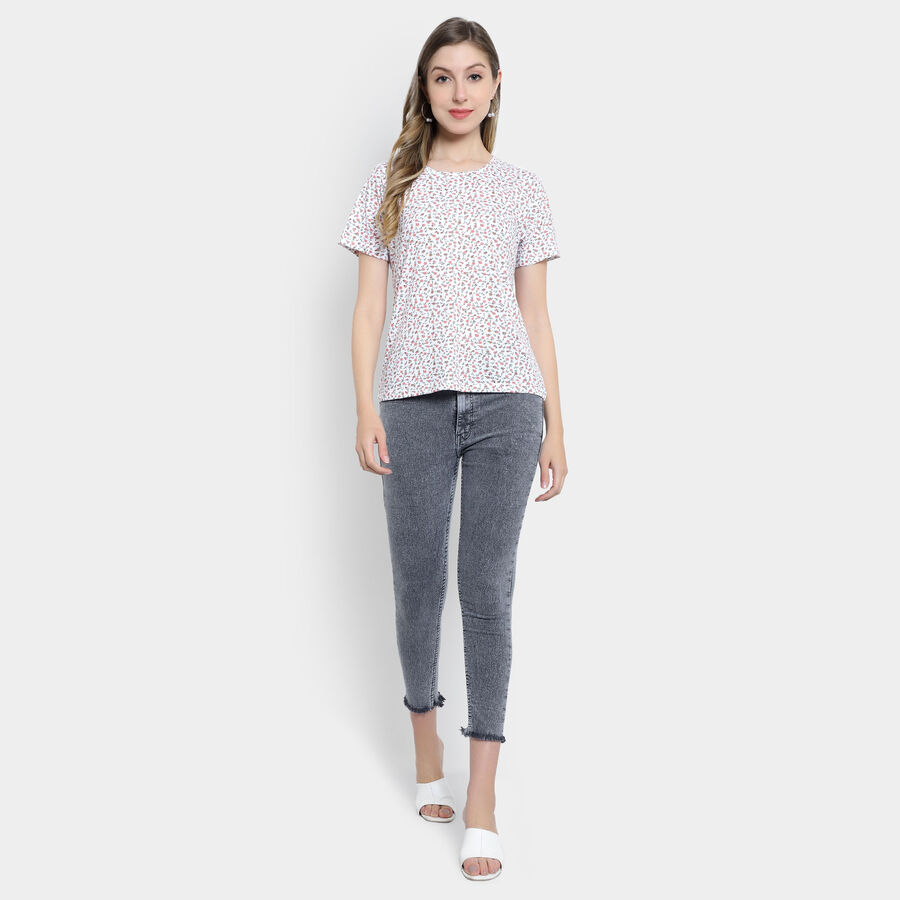 All Over Print Round Neck T-Shirt, White, large image number null