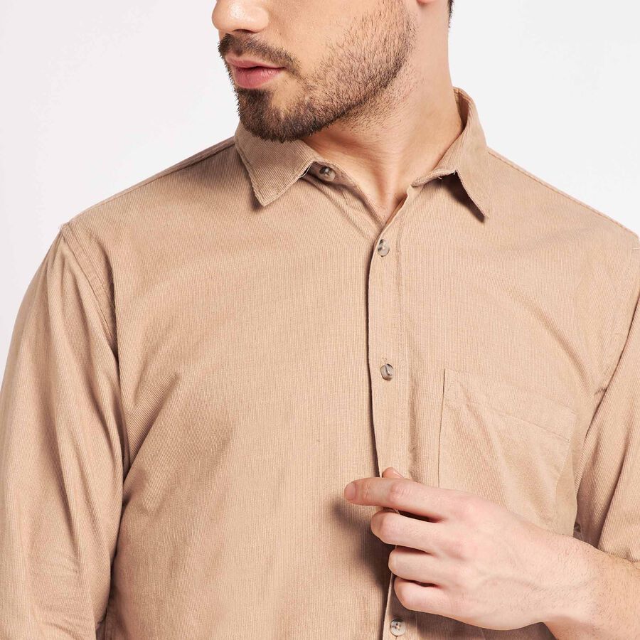Cotton Solid Casual Shirt, Beige, large image number null
