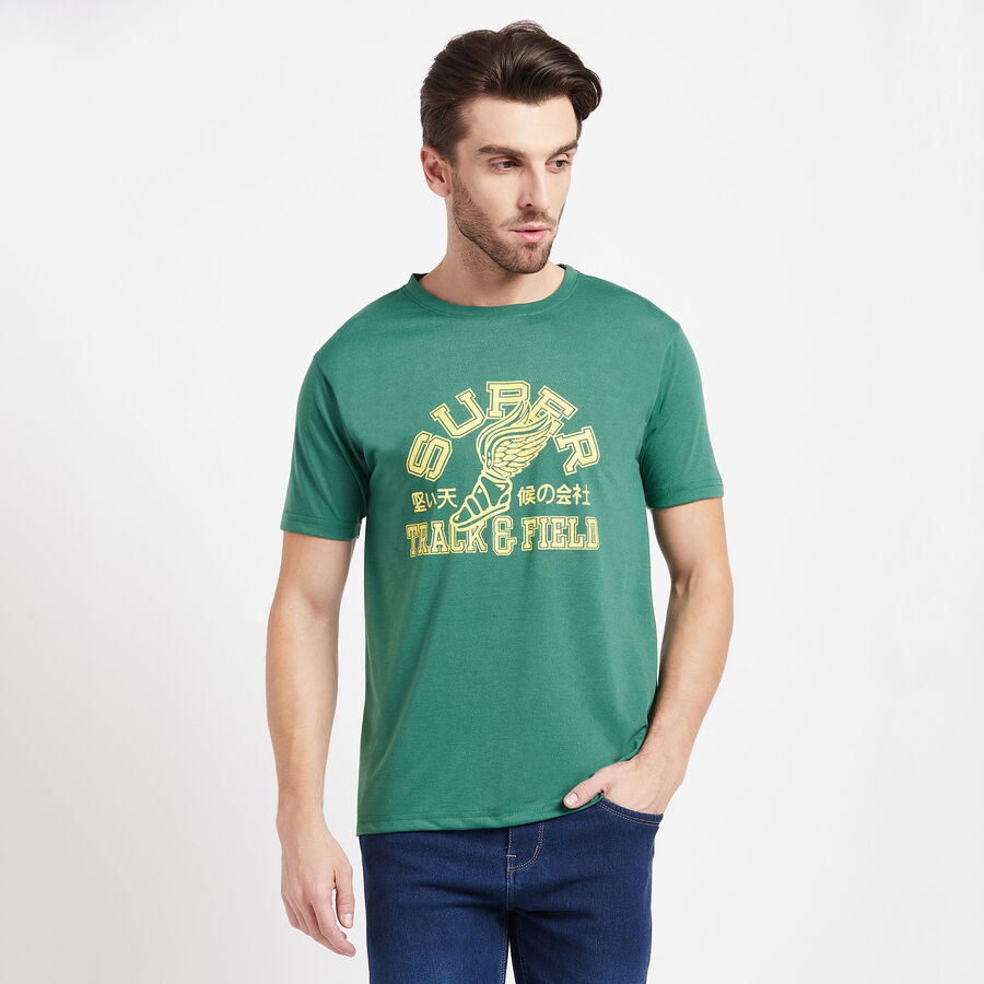 Round Neck T-Shirt, Dark Green, large image number null