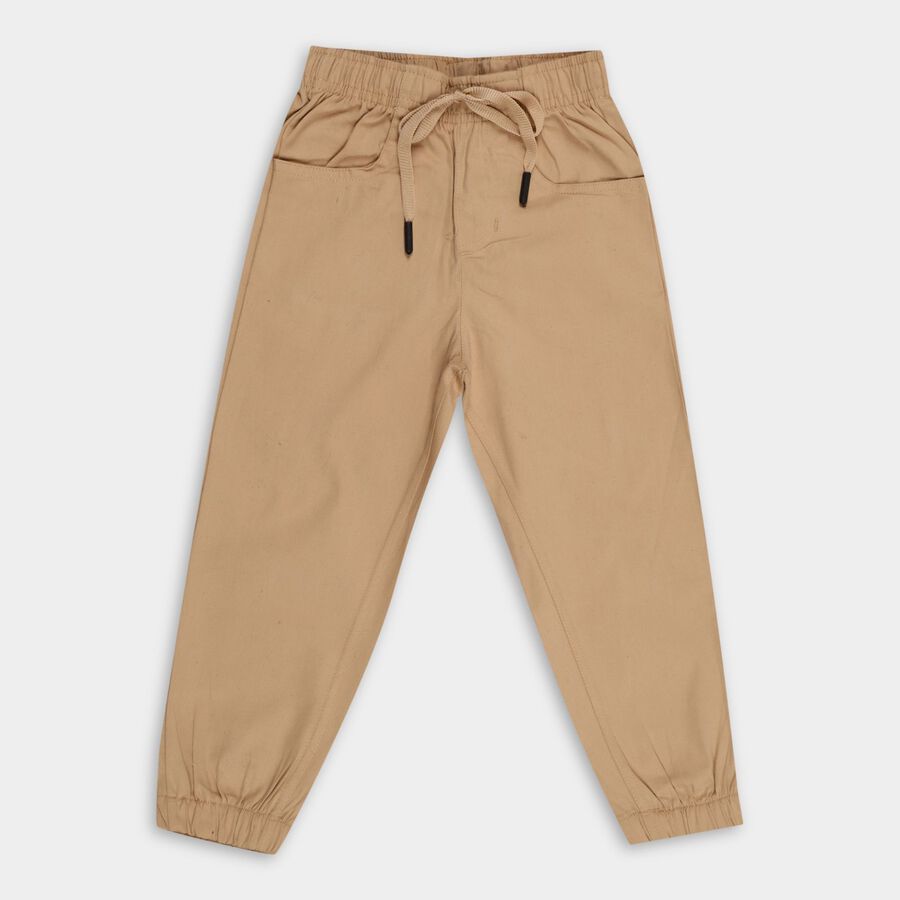 Boys' 100% Cotton Trousers, खाकी, large image number null