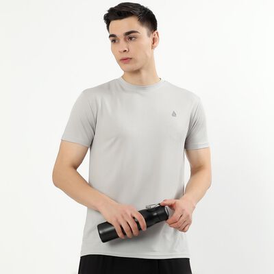 Men's Light Grey Crew Neck Athleisure T-Shirt