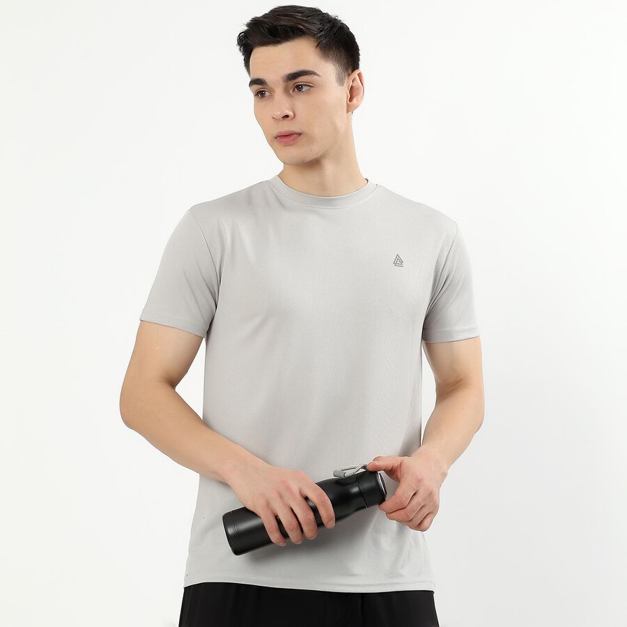Men's Light Grey Crew Neck Athleisure T-Shirt, Light Grey, large image number null