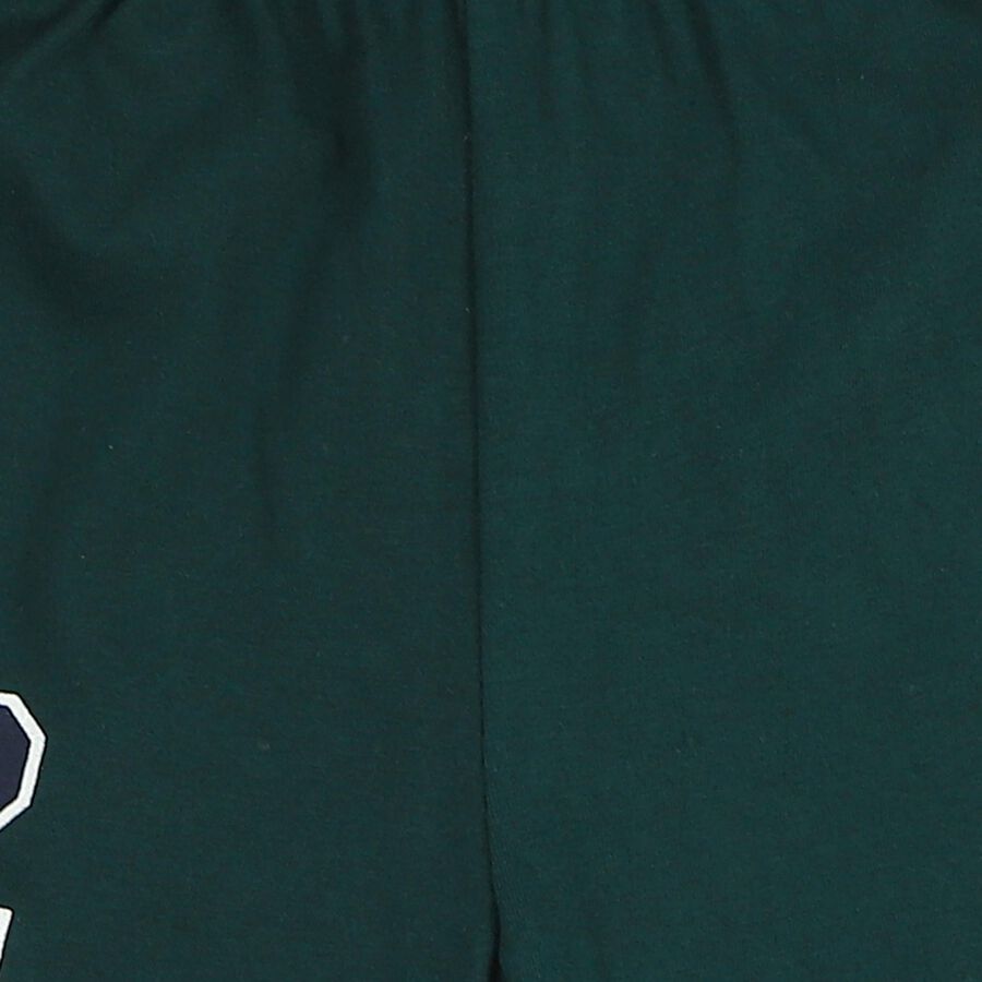 Boys' Dark Green Regular Fit Solid Cotton Blend Pyjama, Dark Green, large