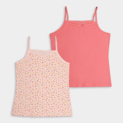 Girls' Soft Pink Cotton Spaghetti Sleeveless Vest