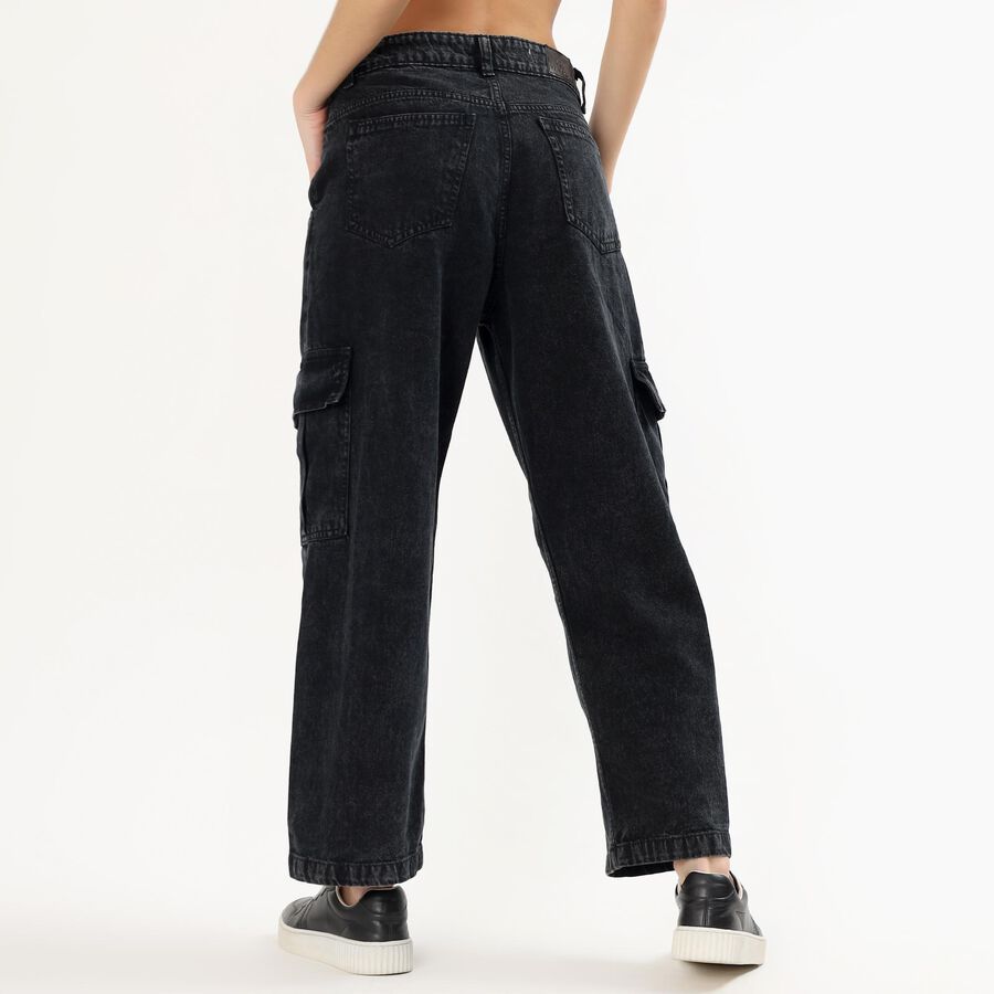 Women's Muted Indigo Slim Fit High Waist Jeans, Black, large