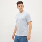 Men's Deep Blue Crew Neck Striped T-Shirt, गहरा नीला, small