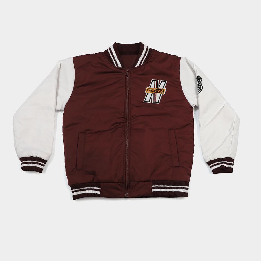 Boys Maroon Varsity Jacket, Maroon, large