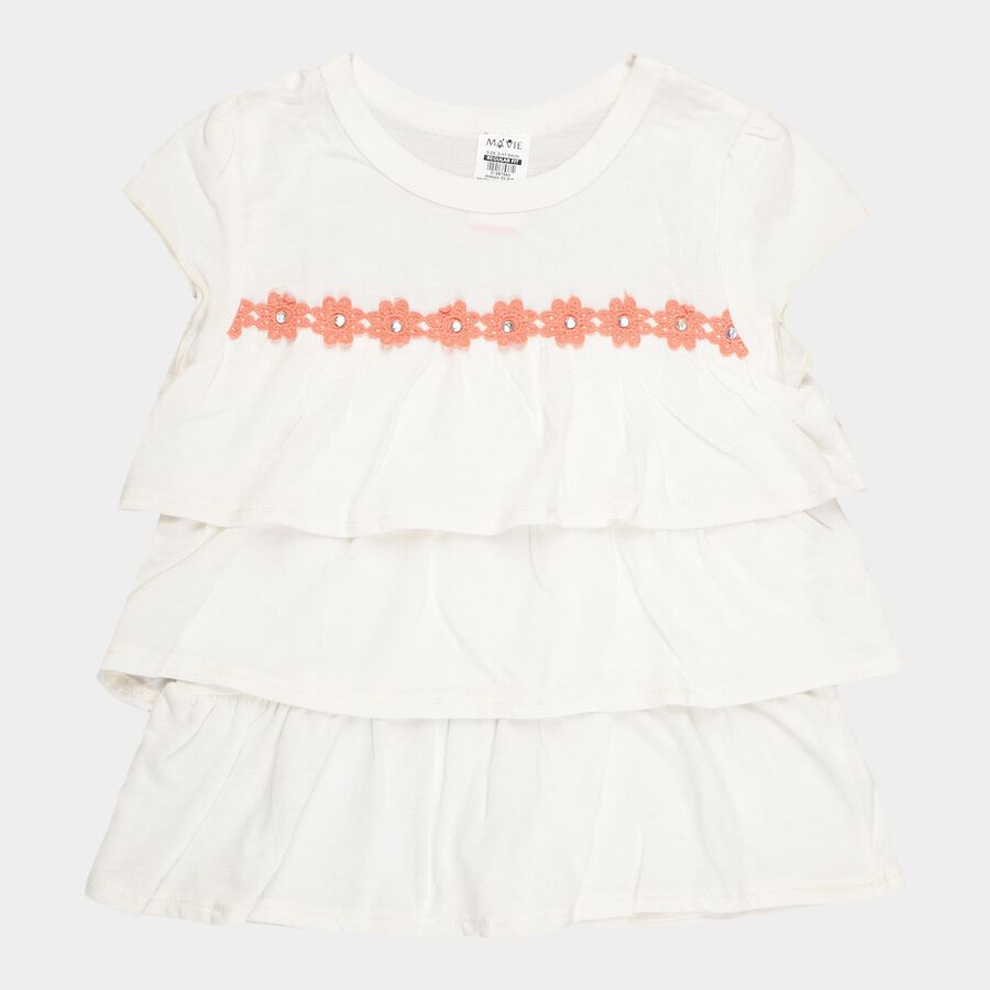 Girls Solid T-Shirt, Off White, large image number null