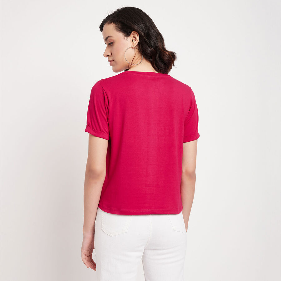 Round Neck T-Shirt, रानी (फ्यूशिया), large image number null