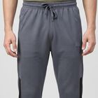 Men's Grey Regular Fit Side-Panel Track Pants, Dark Grey, small