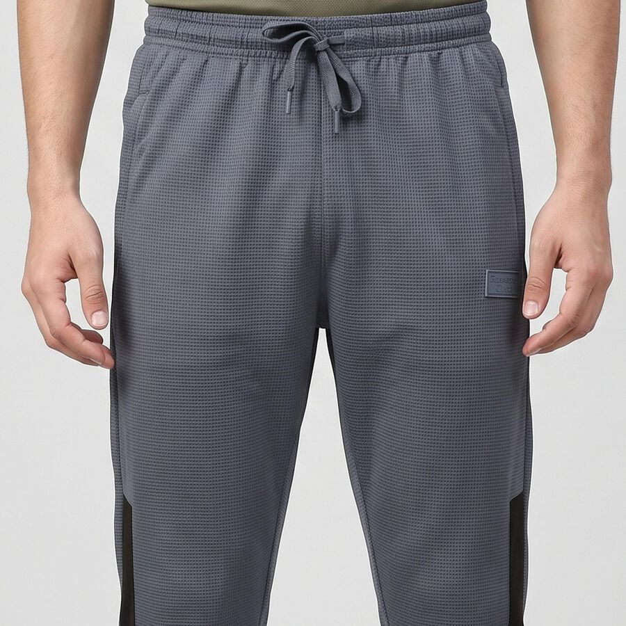 Men's Grey Regular Fit Side-Panel Track Pants, Dark Grey, large