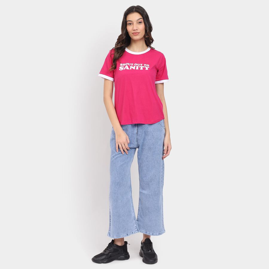Ladies' Round Neck T-Shirt , रानी (फ्यूशिया), large image number null